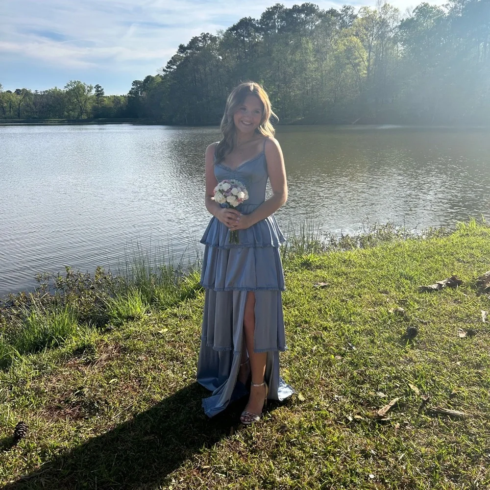 Elegant Blue Tiered Gown - Picture 1 of 3